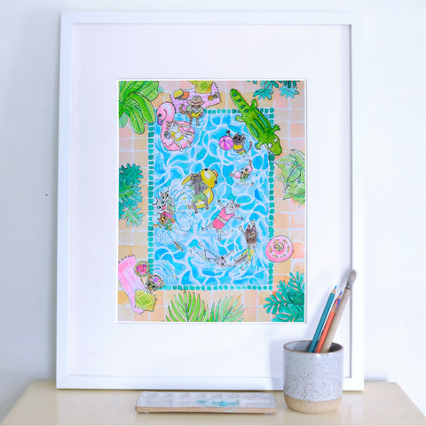 Pool Party 11X14 Art Print