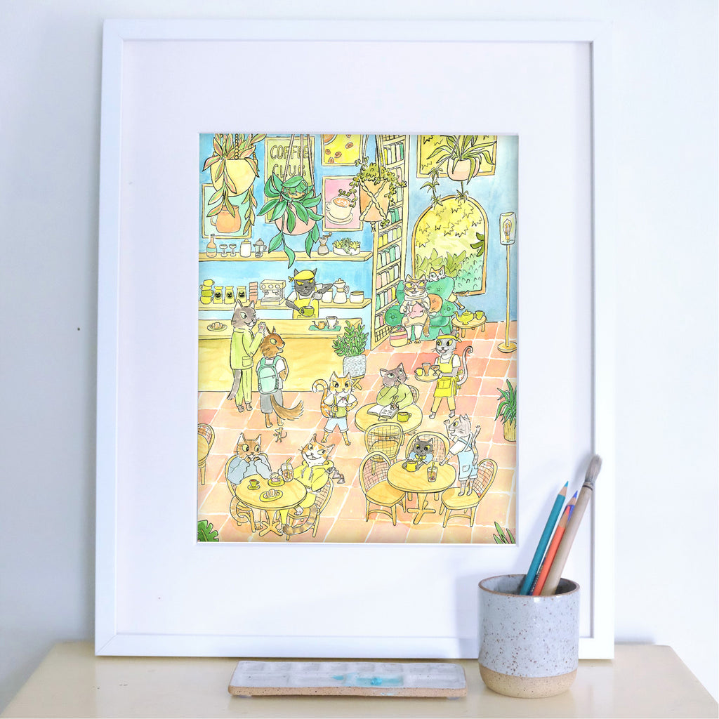 Coffee Cats 11X14 Art Print
