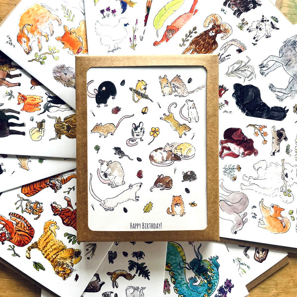 Lunar Zodiac Birthday - Box Set of 12 Cards