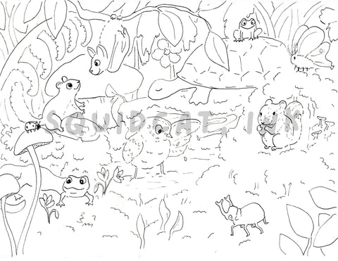 Printable Coloring Page - In The Underbrush