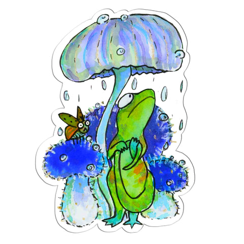 Green Gecko and Mushrooms Sticker