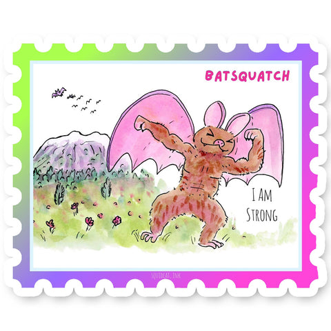 Batsquatch Cryptid Stamp Sticker
