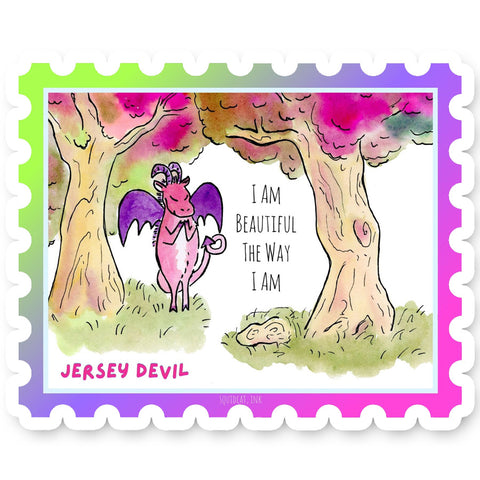 Jersey Devil Cryptid Stamp Sticker