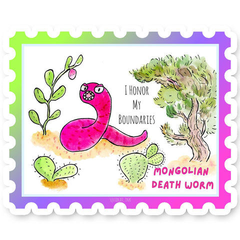 Mongolian Death Worm Cryptid Stamp Sticker