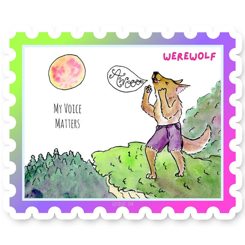 Werewolf Cryptid Stamp Sticker