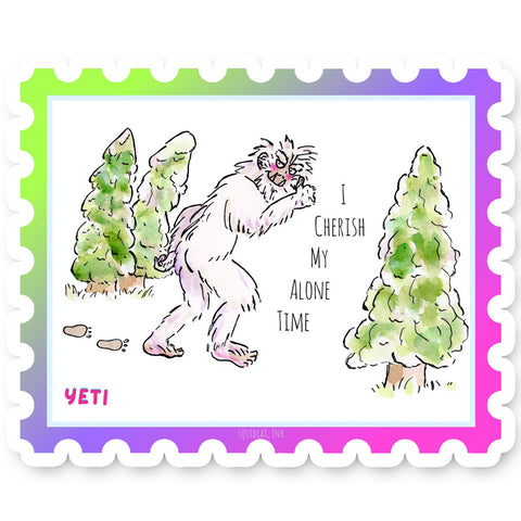 Yeti Cryptid Stamp Sticker