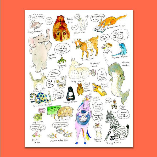 Animal Alphabet 11X14 Art Print