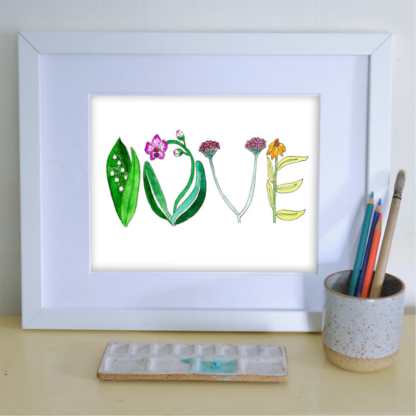 Love Flowers 8X10 Art Print