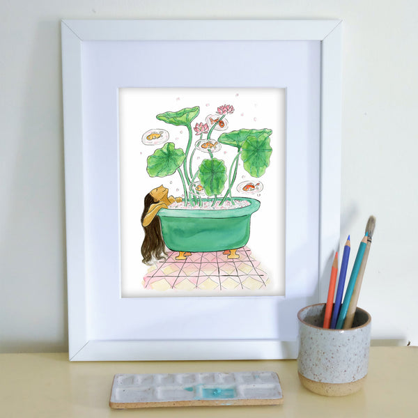 Lotus Bath 8X10 Art Print