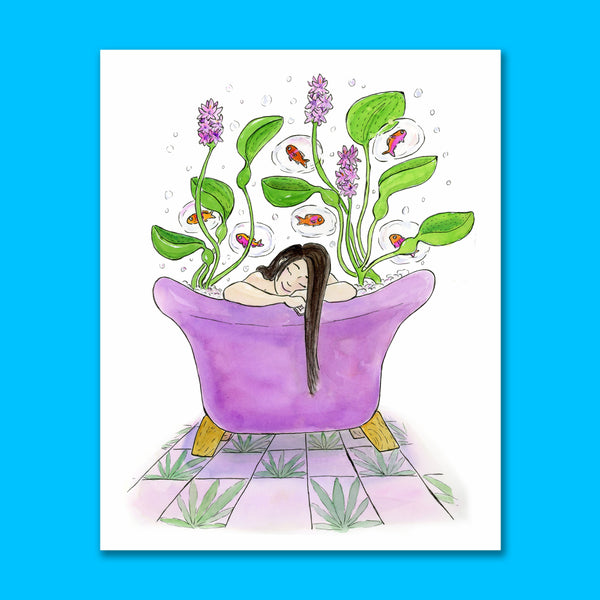 Water Hyacinth Bath 8X10 Art Print