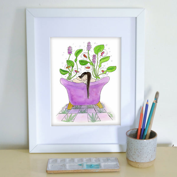 Water Hyacinth Bath 8X10 Art Print