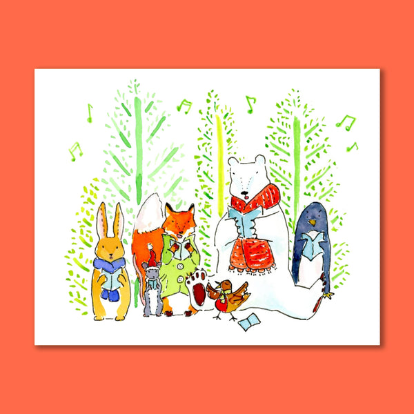 Christmas Carolers 8X10 Art Print